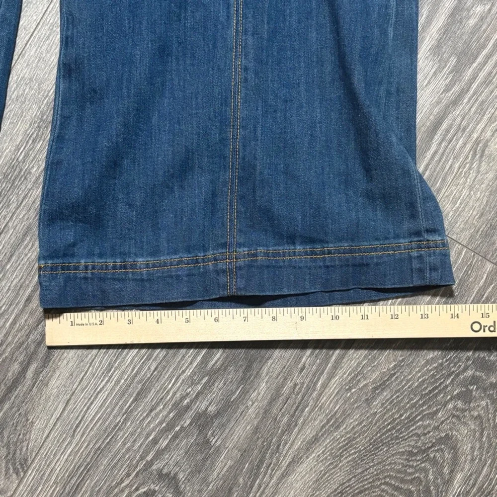 Anthropologie Pilcro High Rise Wide Leg Cropped Belted Jeans Blue Denim size 32